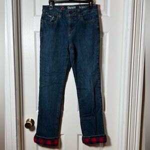 Patriot Blue Jeans with Plaid Cuffs
